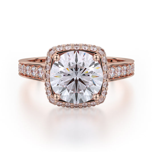 Michael M 18k Rose Gold Crown Engagement Ring