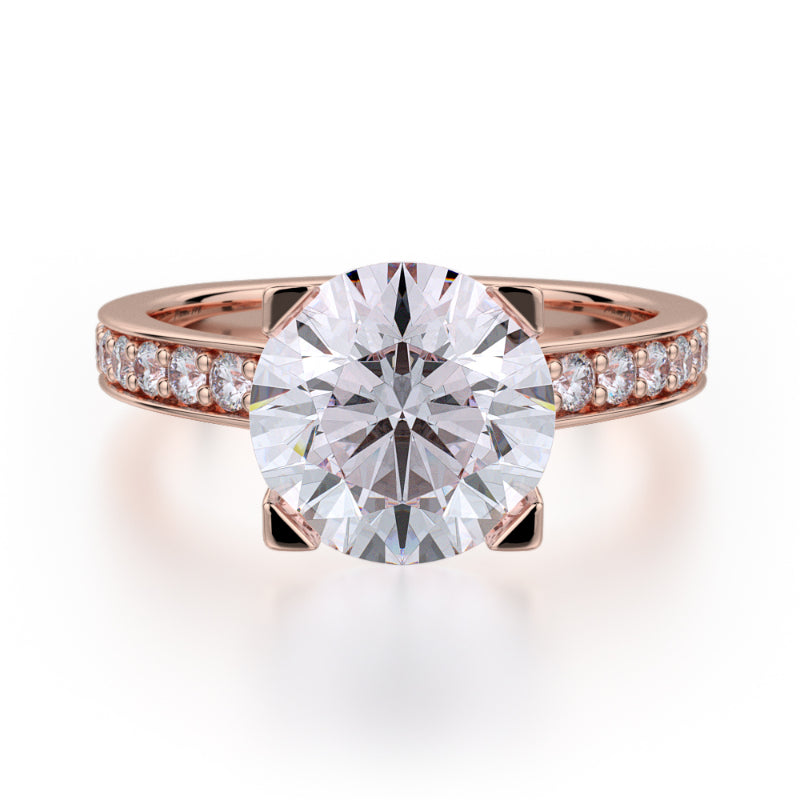 Michael M 18k Rose Gold Crown Engagement Ring