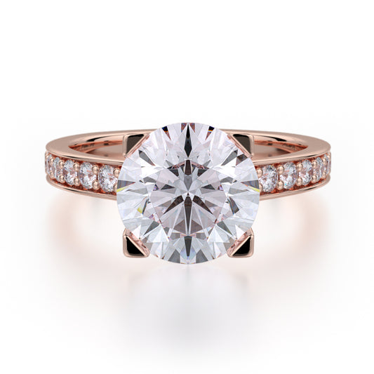 Michael M 18k Rose Gold Crown Engagement Ring