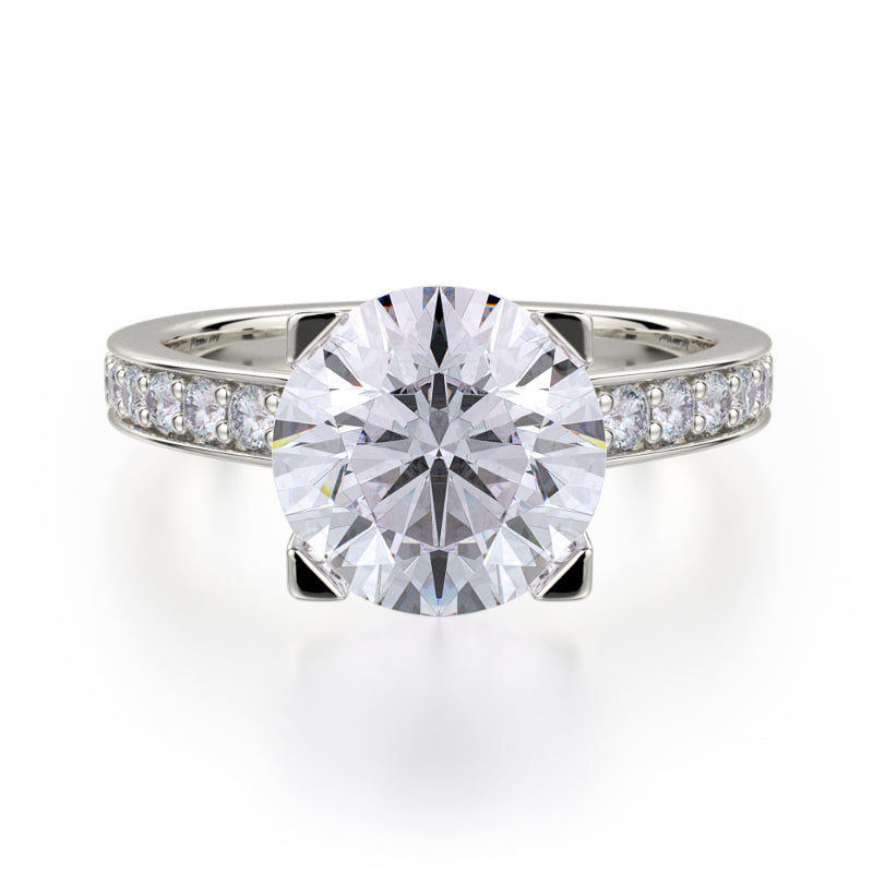 Michael M 18k White Gold Crown Engagement Ring