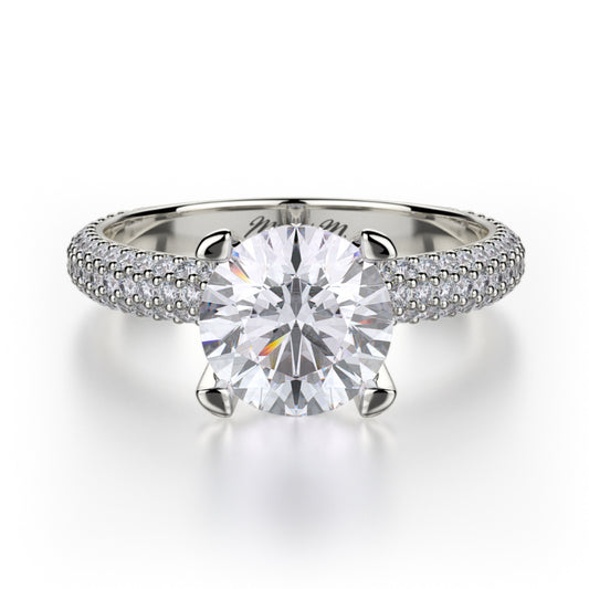 Michael M 18k White Gold Crown Engagement Ring