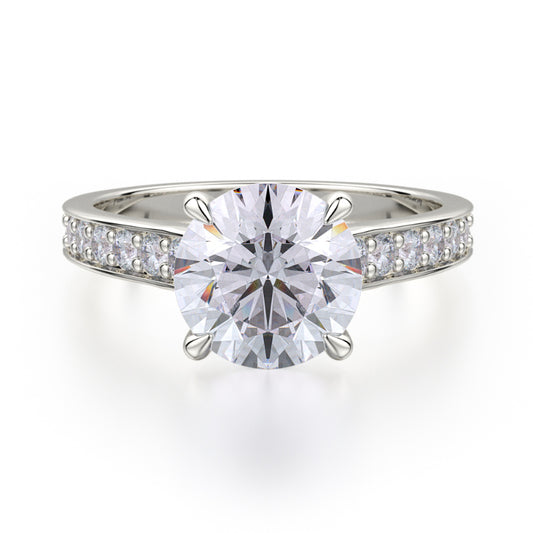 Michael M 18k White Gold Crown Engagement Ring