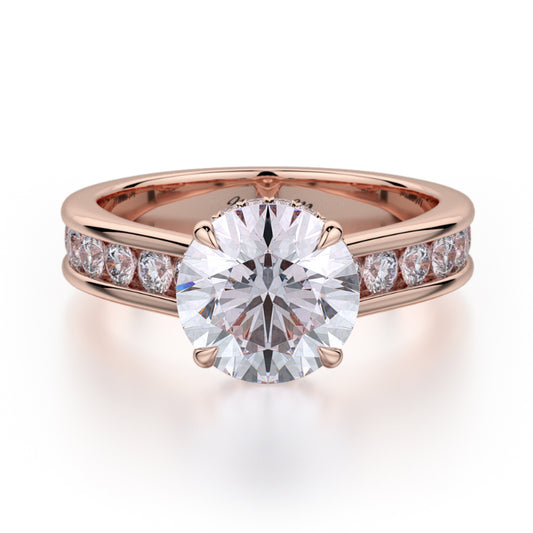 Michael M 18k Rose Gold Crown Engagement Ring