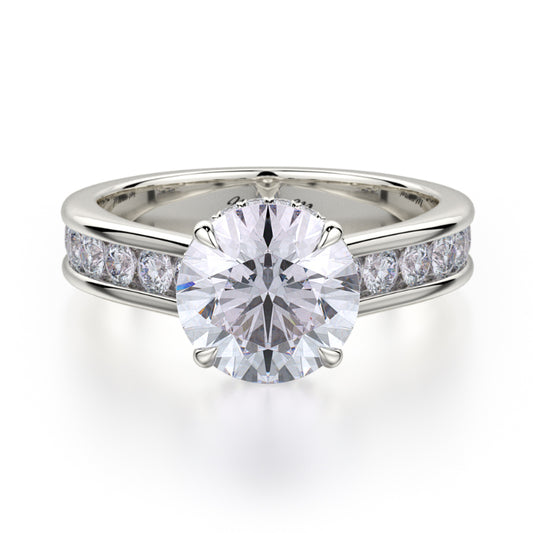 Michael M 18k White Gold Crown Engagement Ring