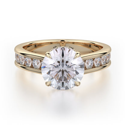 Michael M 18k Yellow Gold Crown Engagement Ring