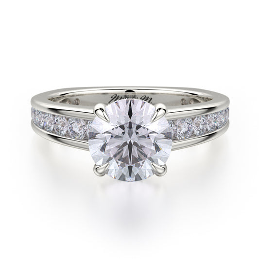 Michael M 18k White Gold Crown Engagement Ring