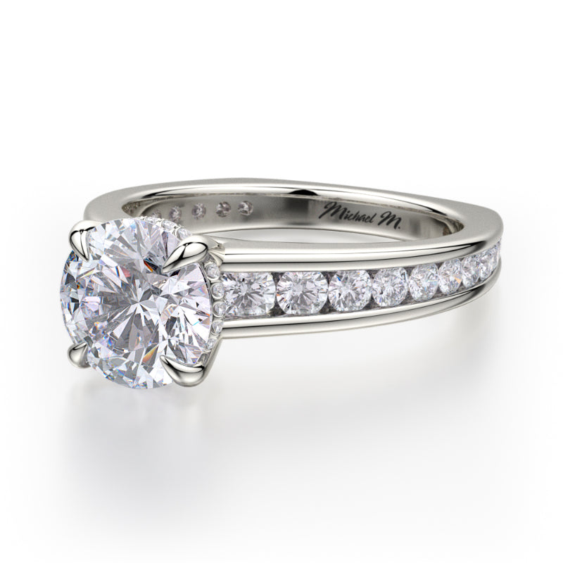 Michael M 18k White Gold Crown Engagement Ring