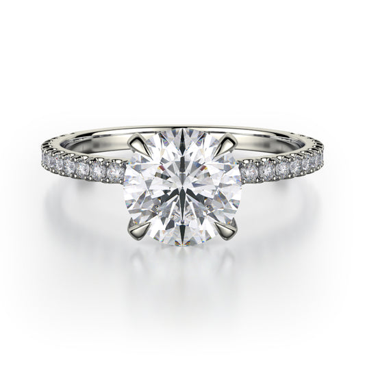 Michael M 18k White Gold Crown Engagement Ring