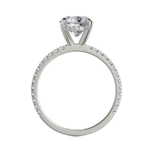 Michael M 18k White Gold Crown Engagement Ring