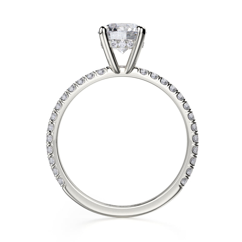 Michael M 18k White Gold Crown Diamond Straight Engagement Ring