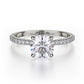 Michael M 18k White Gold Crown Diamond Straight Engagement Ring