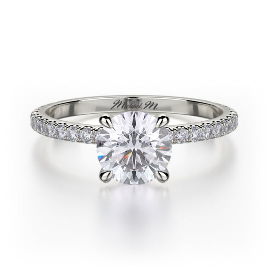 Michael M 18k White Gold Crown Engagement Ring