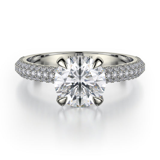 Michael M 18k White Gold Crown Engagement Ring