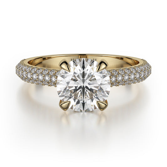 Michael M 18k Yellow Gold Crown Engagement Ring