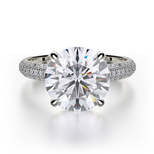 Michael M 18k White Gold Crown Engagement Ring