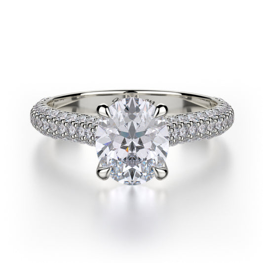 Michael M 18k White Gold Crown Engagement Ring