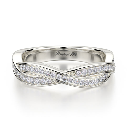 Michael M 18k White Gold Diamond Wedding Band