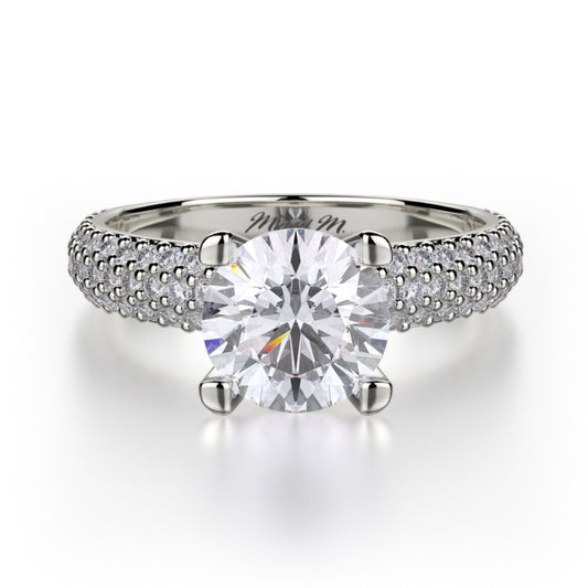 Michael M 18k White Gold Crown Engagement Ring