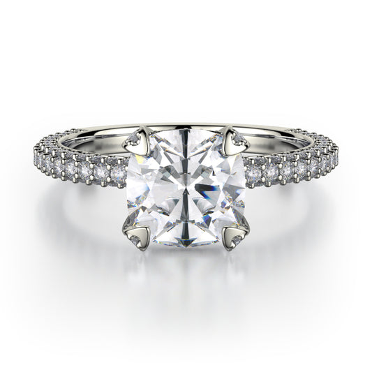 Michael M 18k White Gold Crown Engagement Ring