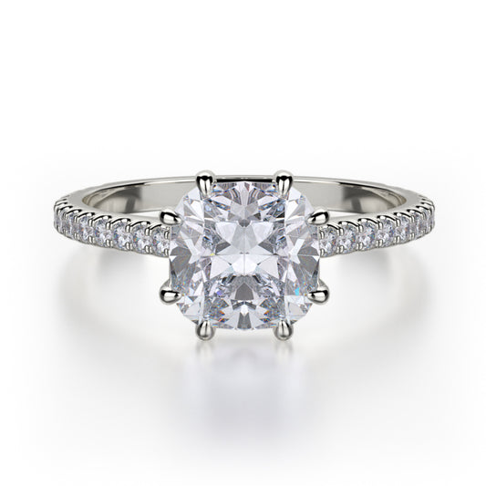 Michael M 18k White Gold Crown Engagement Ring