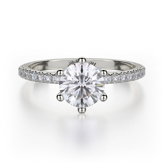 Michael M 18k White Gold Crown Engagement Ring