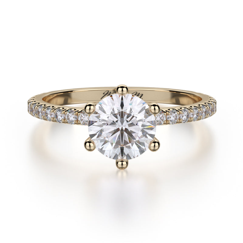 Michael M 18k Yellow Gold Crown Engagement Ring