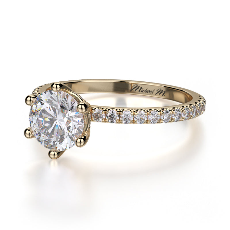 Michael M 18k Yellow Gold Crown Engagement Ring