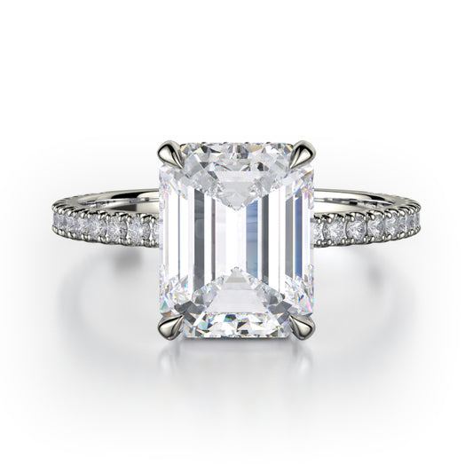 Michael M 18k White Gold Crown Engagement Ring