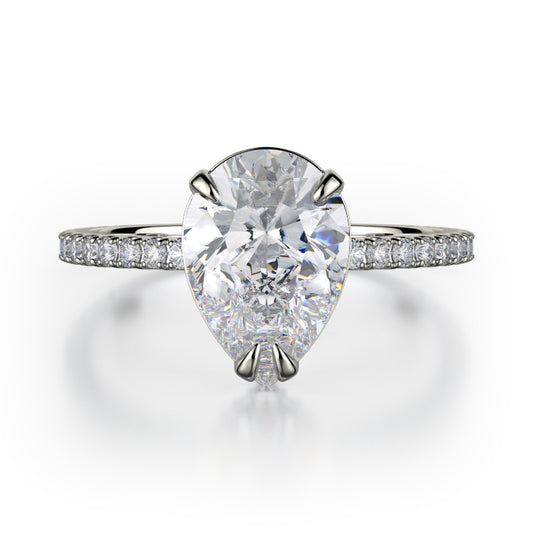 Michael M 18k White Gold Crown Engagement Ring