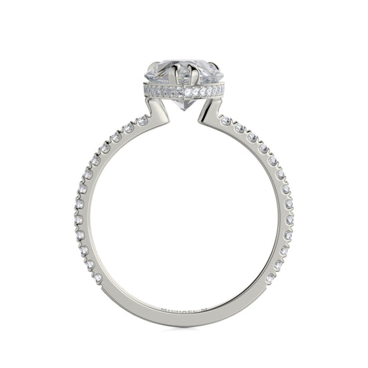 Michael M 18k White Gold Crown Engagement Ring