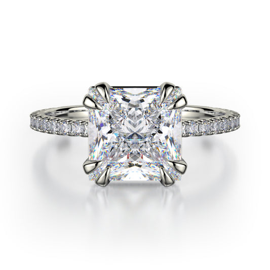 Michael M 18k White Gold Crown Engagement Ring