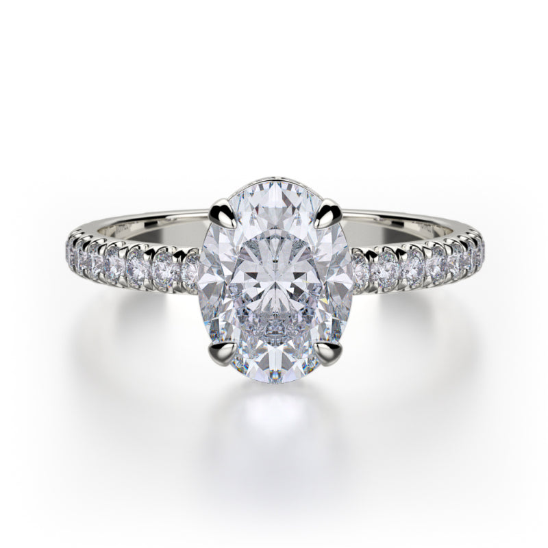 Michael M 18k White Gold Crown Engagement Ring