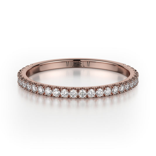 Michael M 18k Rose Gold Diamond Wedding Band