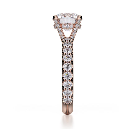 Michael M 18k Rose Gold Crown Engagement Ring