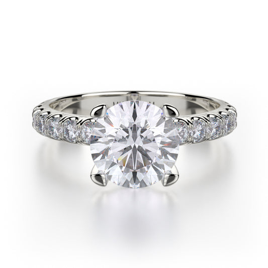 Michael M 18k White Gold Crown Engagement Ring