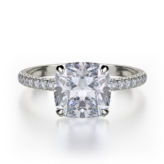 Michael M 18k White Gold Crown Engagement Ring