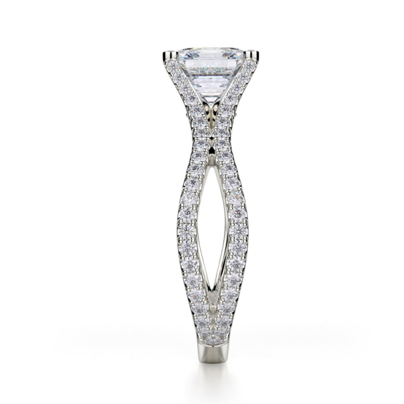 Michael M 18k White Gold Defined Diamond Split Shank Engagement Ring