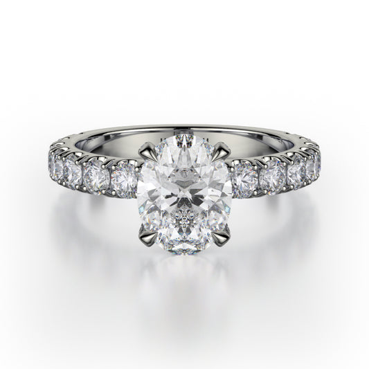 Michael M 18k White Gold Crown Engagement Ring