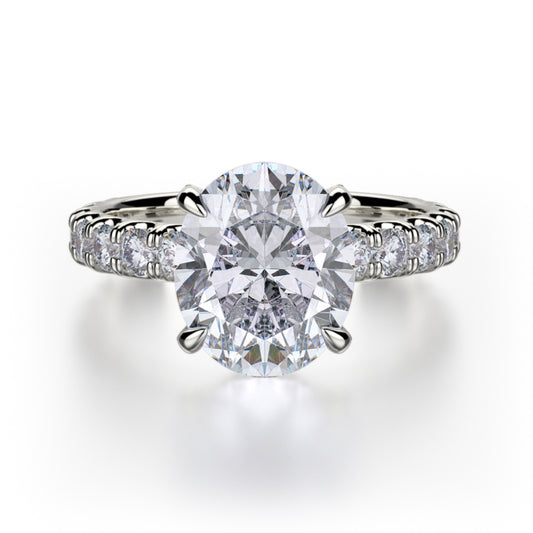 Michael M 18k White Gold Crown Engagement Ring