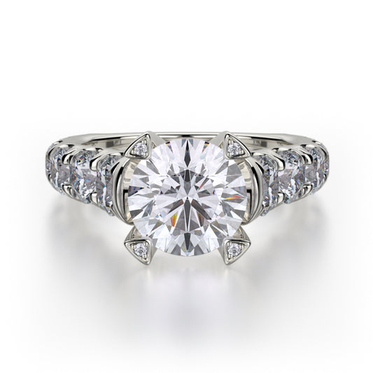 Michael M 18k White Gold Stella Engagement Ring