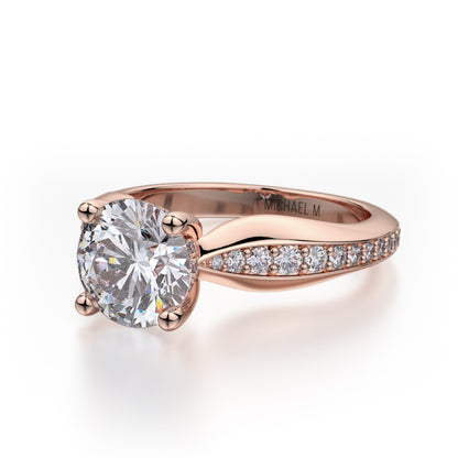 Michael M 18k Rose Gold Crown Engagement Ring