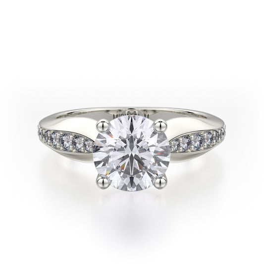 Michael M 18k White Gold Crown Engagement Ring