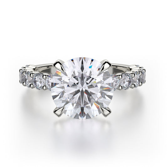 Michael M 18k White Gold Crown Engagement Ring