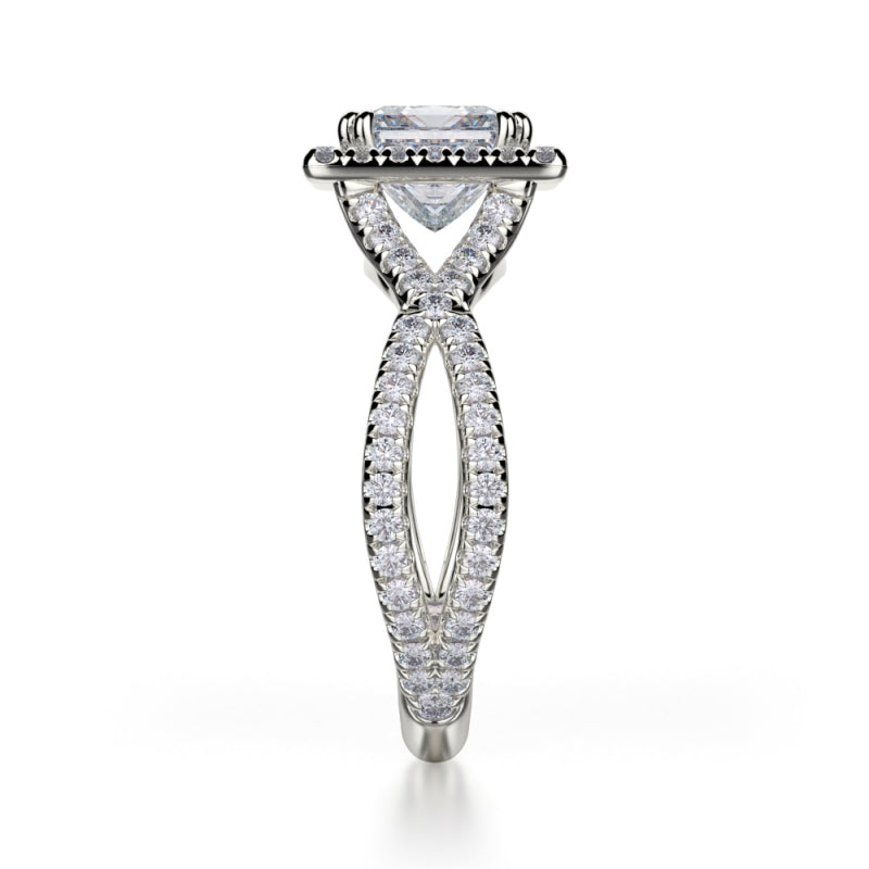 Michael M 18k White Gold Defined Diamond Halo Engagement Ring