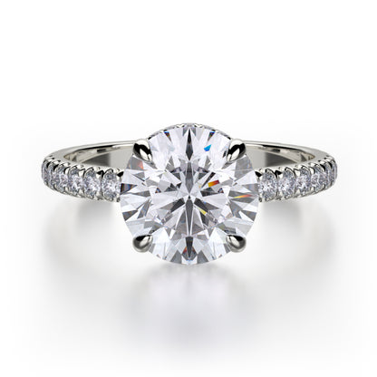 Michael M 18k White Gold Crown Engagement Ring