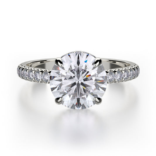 Michael M 18k White Gold Crown Engagement Ring