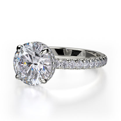 Michael M 18k White Gold Crown Engagement Ring