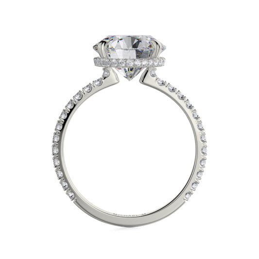 Michael M 18k White Gold Crown Engagement Ring