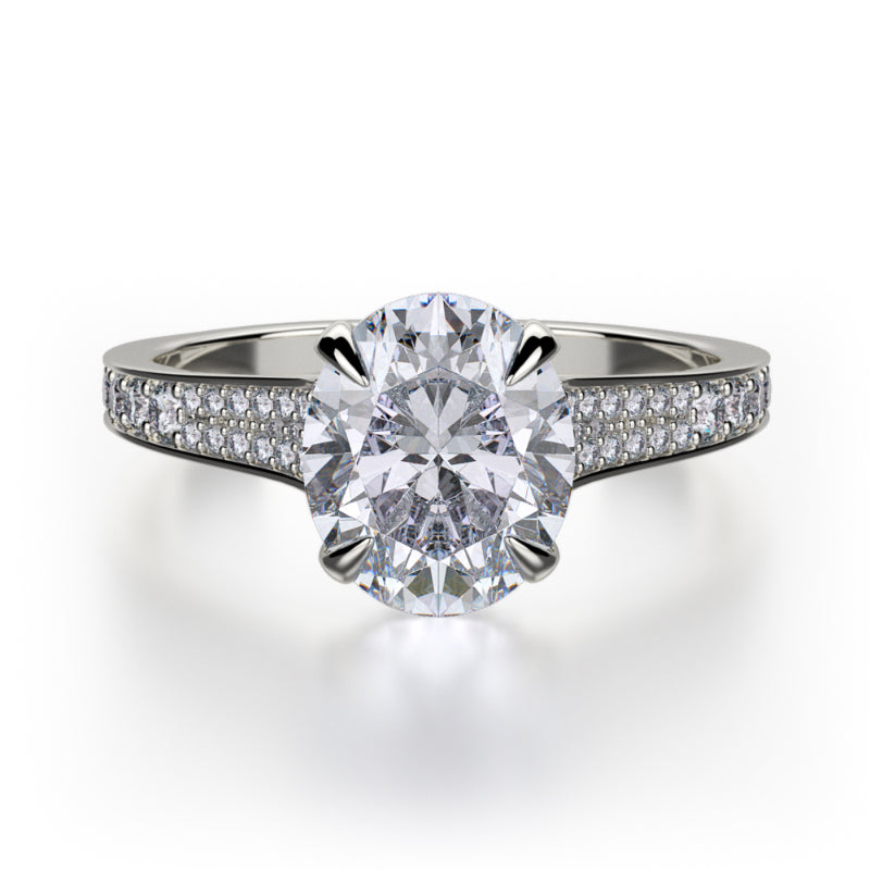 Michael M 18k White Gold Crown Engagement Ring