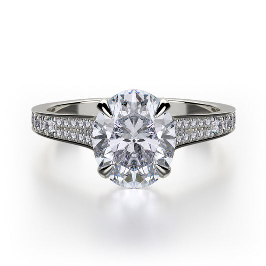 Michael M 18k White Gold Crown Engagement Ring